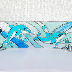 ステンドグラス　2色イルカのパネル(スタンド付) Amazon.co.jp: ステンドグラス 2色のイルカのパネル(スタンド付