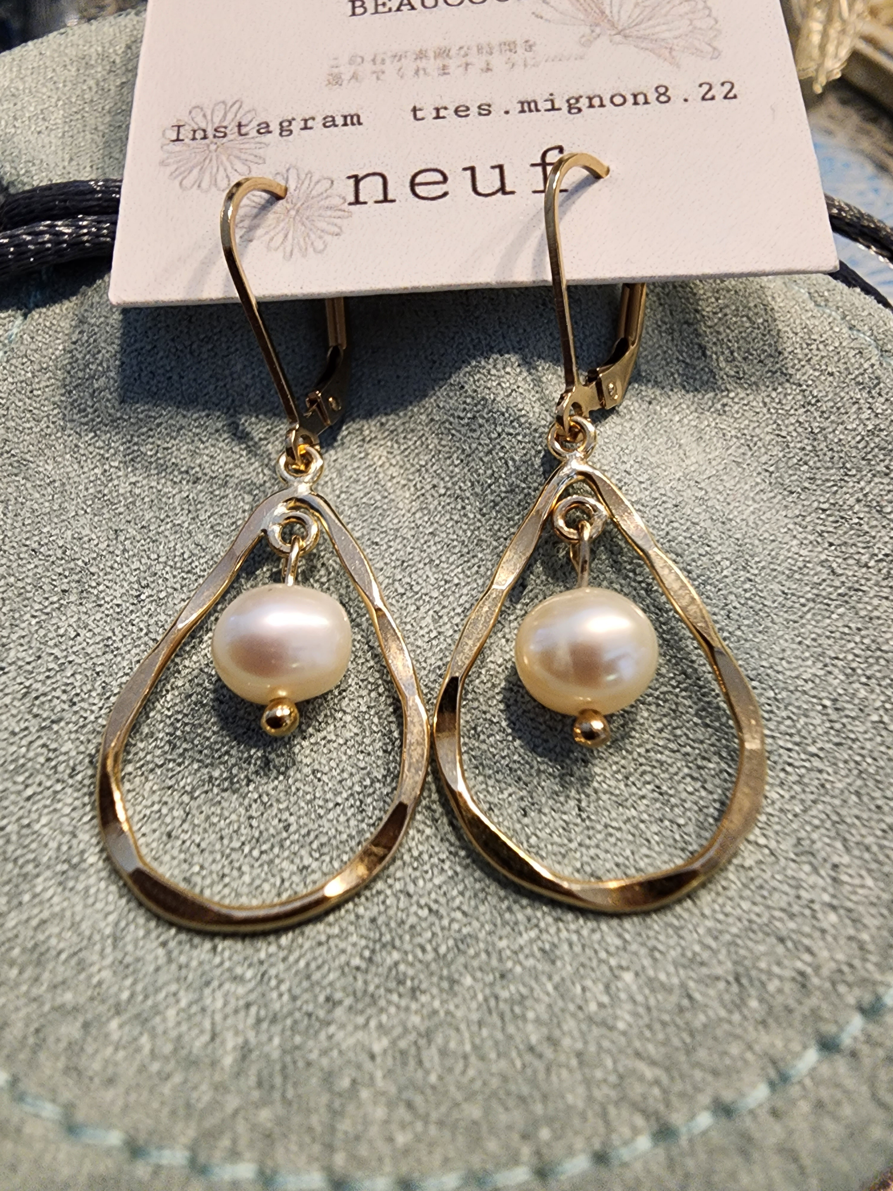 フレンチフックピアス✴️パール&14KGF