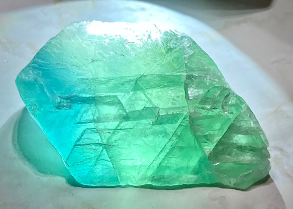 グラデーション ピンク グリーン トルマリン ラフストーン原石置物