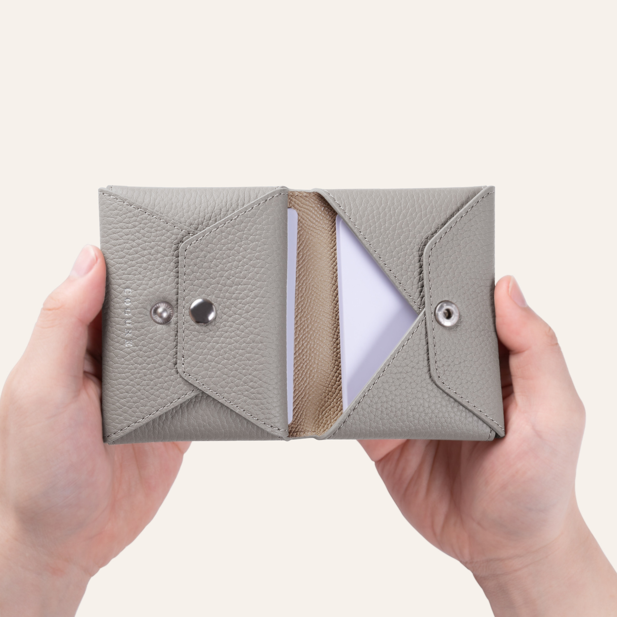 カードケース 名刺入れ 小物入れ グレージュ+ピンク＜COPEC3-Grege+PK＞