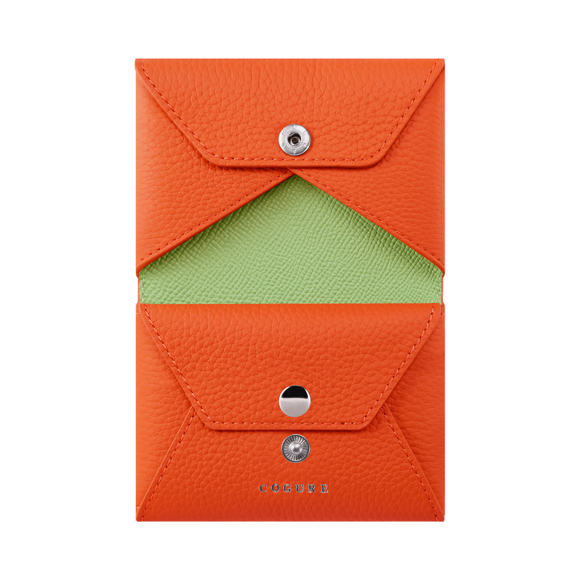 カードケース 名刺入れ 小物入れ オレンジ+ヴェールクリケット＜COPEC3-Orange+GN＞