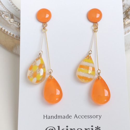 shishikui ピアス オレンジ 楽天市場】ピアス 金属アレルギー対応