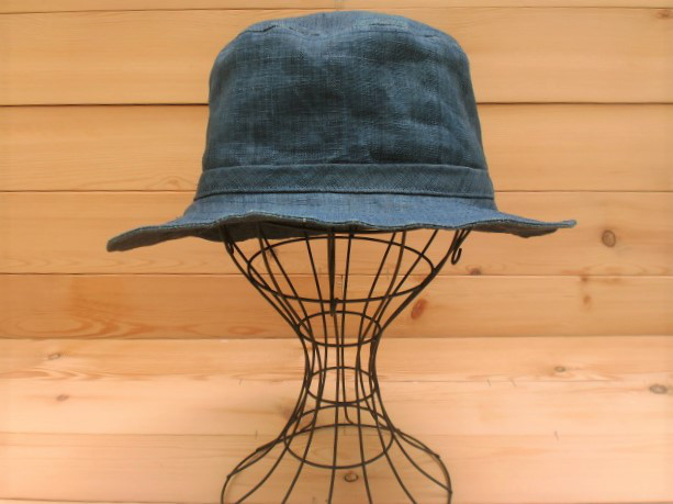 麻生平　草木染め　バケットハット　麻ハット　麻帽子　藍鉄　紺色　日本製