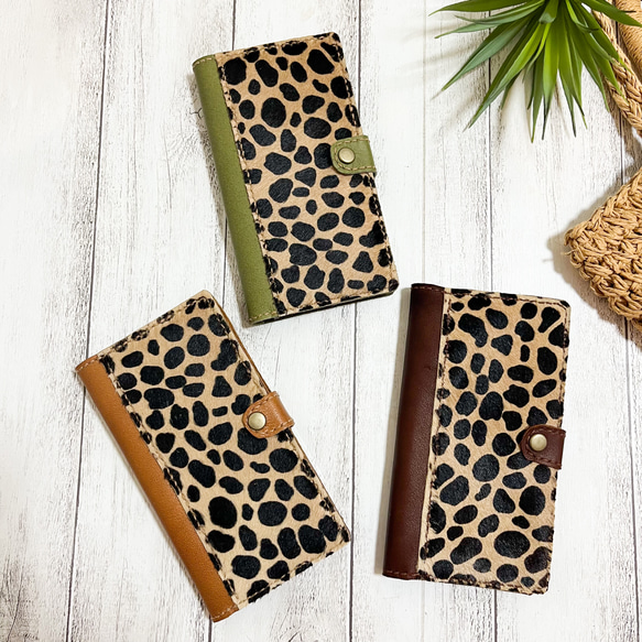 ハラコ ダルメシアン柄 スマホケース 本革 革 レザークラフト iPhone  