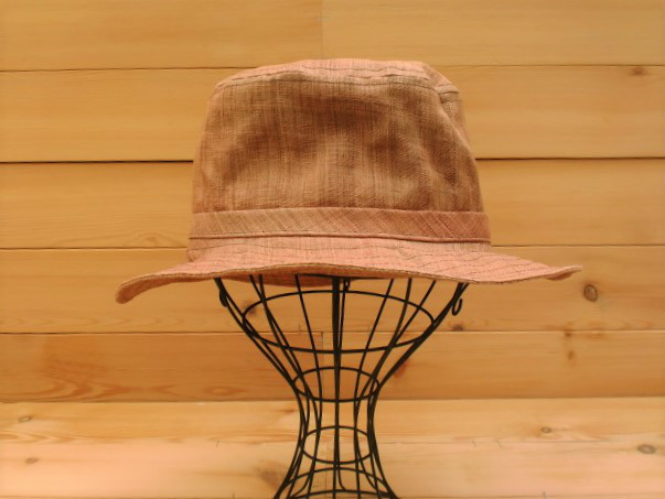 麻生平　草木染め　バケットハット　麻ハット　麻帽子　柿色　日本製