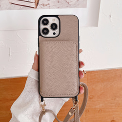 ミニ財布 iphone15 14 13 12 11ケース ショルダー ストラップ レザー 背面型ケース スマホショルダー 10枚目の画像