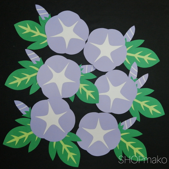 あさがお　ウスムラサキ　壁飾り　イベント　壁面飾り　季節の花　SHOPmako 1枚目の画像