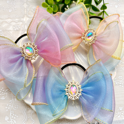 オーガンジーリボンヘアゴム メロディスター オーガンジーリボンヘアゴム スター オーガンジーリボンヘアゴム