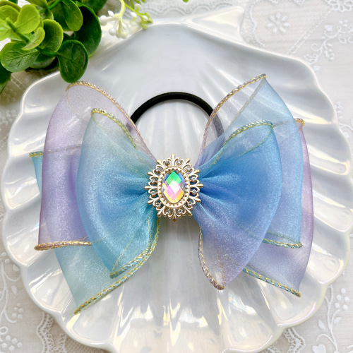 リボン ヘアゴム キラキラ 髪ゴム キッズ 子供 ヘアアクセ ヘア