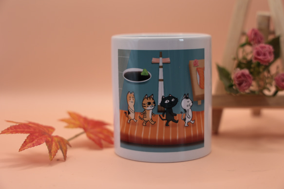 家庭用小物 - イラストマグカップ - フォローする価値のあるクラシック〜ビートルズの猫へのオマージュ〜 キュートで個性的なイラ 1枚目の画像