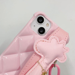 スマホショルダー 多機種対応 ピンクのキリン スマホケース ストラップ付け  iphoneケース huaweiケース 5枚目の画像