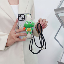 スマホショルダー 多機種対応 蛙 スマホケース ストラップ付け  iphoneケース huaweiケース 6枚目の画像