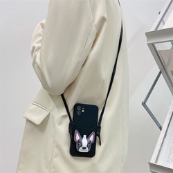 スマホショルダー 多機種対応 黒い犬 スマホケース ストラップ付け  iphoneケース huaweiケース 3枚目の画像