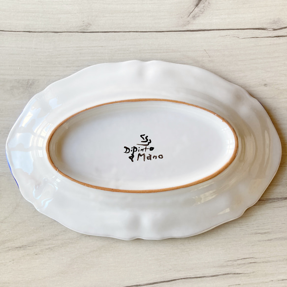 オーバル皿 25.5cm OVL044 マヨリカ焼き イタリア陶器 レモン柄　夏色 4枚目の画像