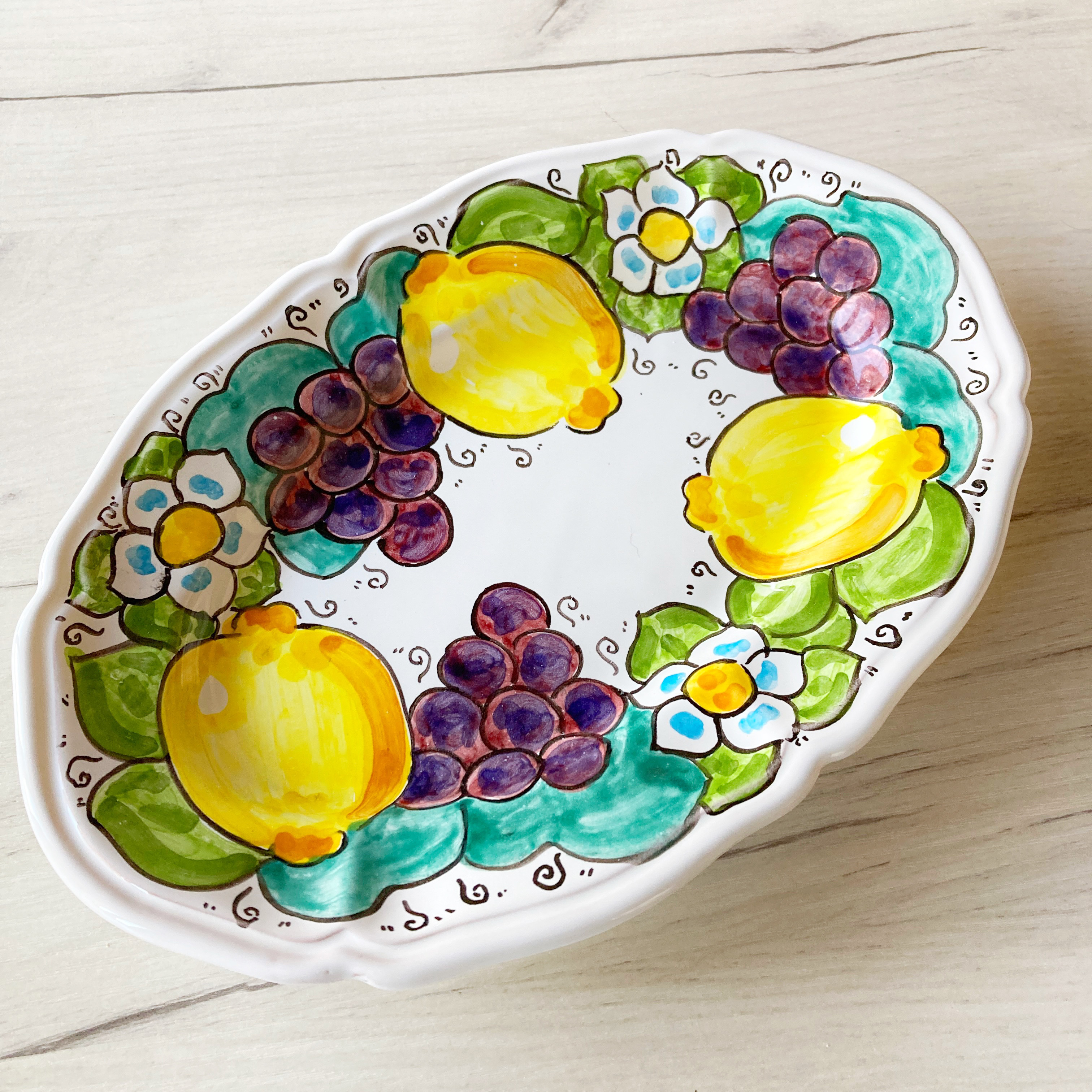 オーバル皿 25.5cm OVL045 マヨリカ焼き イタリア陶器 ブドウと