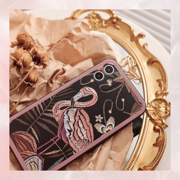 Katachi Selected・ 「フラミンゴ・レトロ風」iPhone  スマホケース★ 6枚目の画像