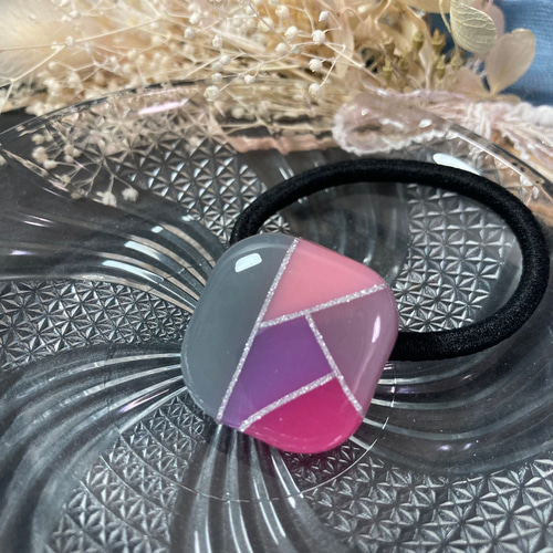 ハンドメイド　レジンヘアゴム　星　スクエア　くすみピンク　2 ハンドメイド レジンヘアゴム 星 スクエア くすみピンク 2