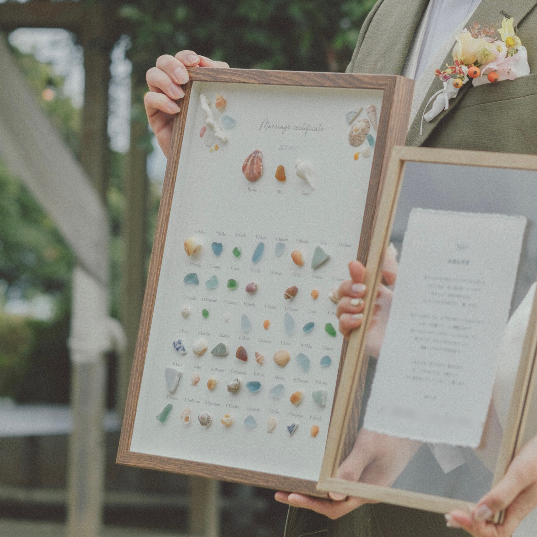 シーグラスアート（くるみ様オーダーご確認用ページです☆） Aさま】シーグラス結婚証明書｜ゲスト参加型｜A3サイズ その他
