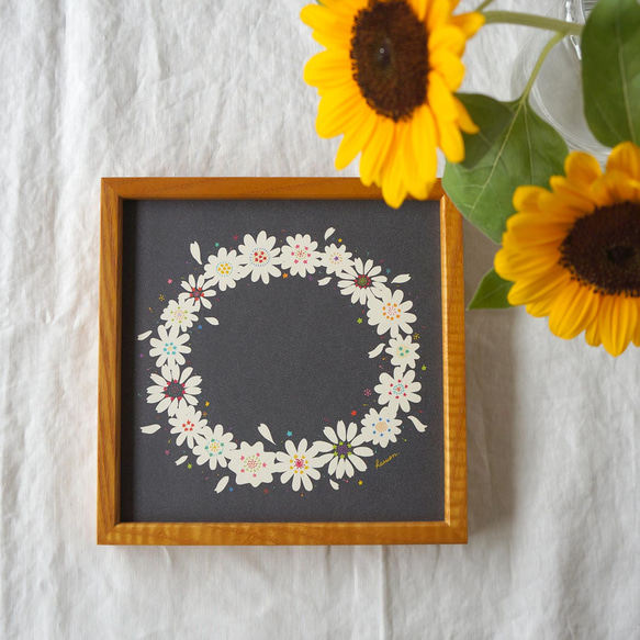 「 twinkle flower wreath（夏夜）」20cm角ポスター 2枚目の画像