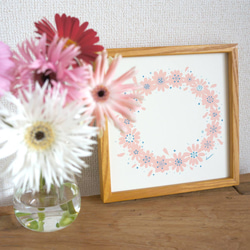 「 twinkle flower wreath（ラムネピンク）」20cm角ポスター 2枚目の画像