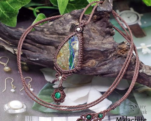 聖者の紺青石『アズライト』カレンシルバーマクラメ編トップネックレス  