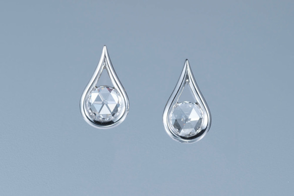 ローズカットダイヤモンド雫のピアス JE01347 ピアス（フック