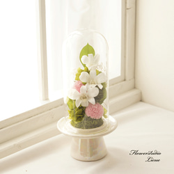 仏花プリザーブドフラワー　ガラスボトル入り1対2基　②　マム　デンファレ匿名配送 仏花プリザーブドフラワー ガラスボトル入り1対2基 ② マム