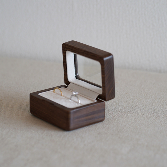 木製リングケース ペア 2個用 指輪ケース 窓 ガラス付き　 5枚目の画像