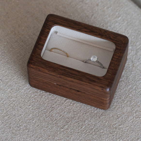木製リングケース ペア 2個用 指輪ケース 窓 ガラス付き　 17枚目の画像
