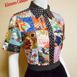 パッチワークブラウス Patchwork blouse LS-285/M 9枚目の画像