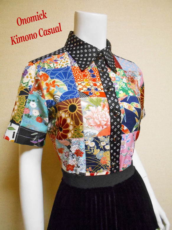 パッチワークブラウス Patchwork blouse LS-285/M 9枚目の画像