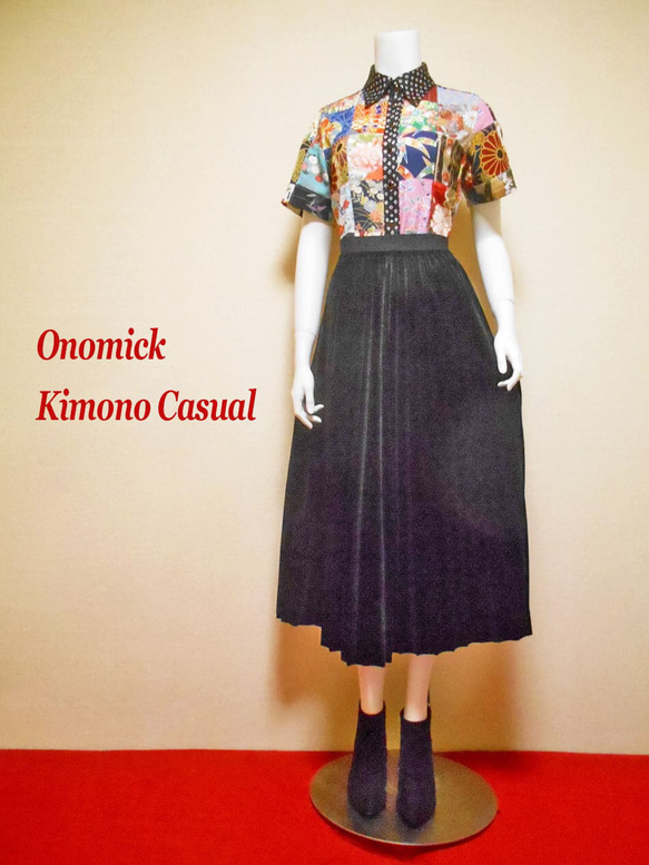 パッチワークブラウス Patchwork blouse LS-285/M 2枚目の画像