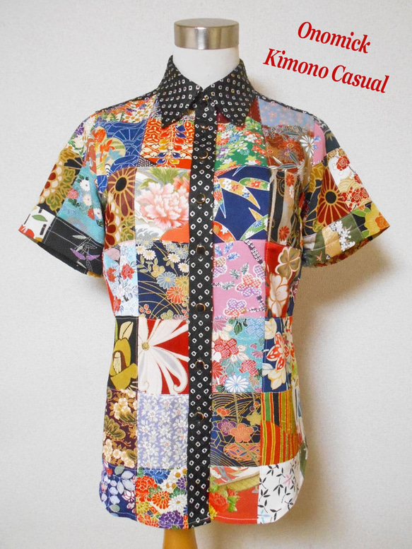 パッチワークブラウス Patchwork blouse LS-285/M 4枚目の画像