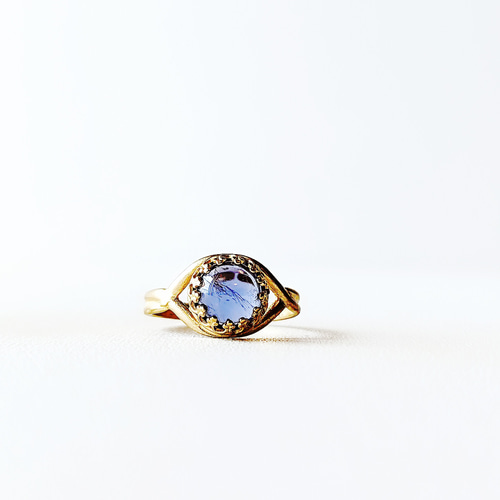 アイオライト バケットカット リング】 誕生石 4×2mm シルバー