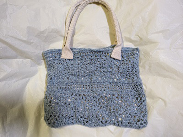 ハンドメイド レース編み⑧ ハンドメイド雑貨 レース編みバック b.no.25 ハンドバッグ silky