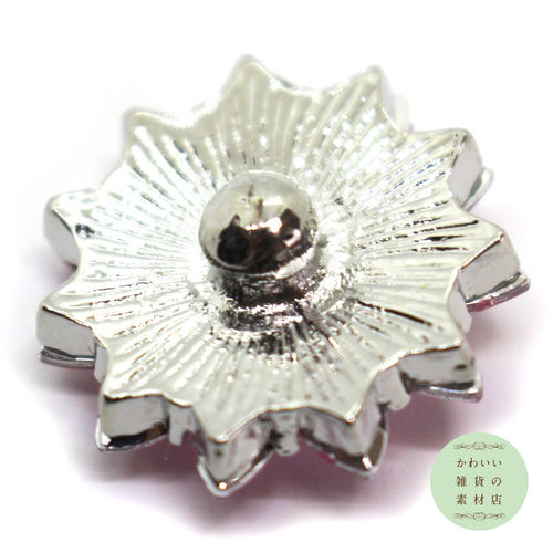 22mm 尖った11枚の花弁のサファイアピンクラインストーンの花の