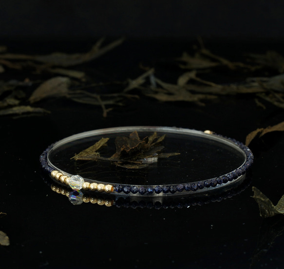 輕奢風藍砂石14K包金 GF Swarovski 配珠水晶手鍊 ( Blue Sand Bracelet ) 第3張的照片