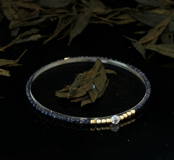 輕奢風藍砂石14K包金 GF Swarovski 配珠水晶手鍊 ( Blue Sand Bracelet ) 第4張的照片