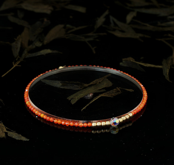 輕奢風橙鋯石14K包金 GF Swarovski 配珠水晶手鍊 ( Orange Zircon Bracelet ) 第6張的照片