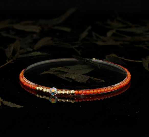 輕奢風橙鋯石14K包金 GF Swarovski 配珠水晶手鍊 ( Orange Zircon Bracelet ) 第1張的照片