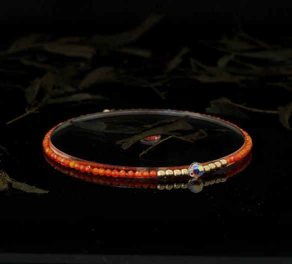 輕奢風橙鋯石14K包金 GF Swarovski 配珠水晶手鍊 ( Orange Zircon Bracelet ) 第4張的照片