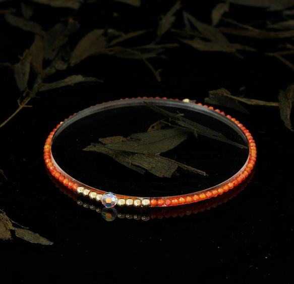 輕奢風橙鋯石14K包金 GF Swarovski 配珠水晶手鍊 ( Orange Zircon Bracelet ) 第2張的照片