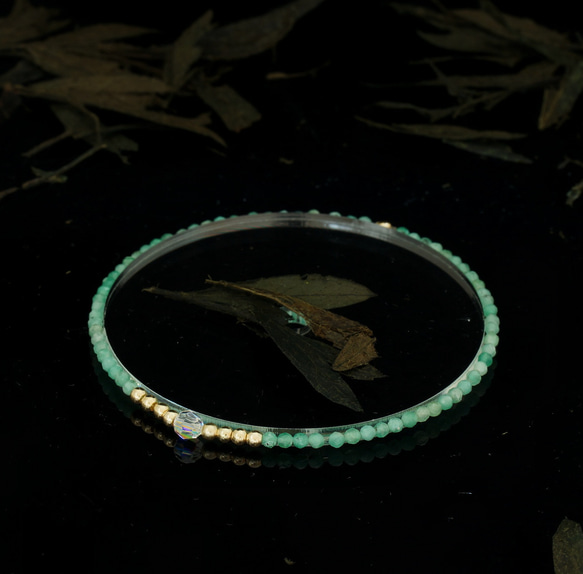 輕奢風祖母綠14K包金 GF Swarovski 配珠水晶手鍊 ( Emerald Bracelet ) 第6張的照片