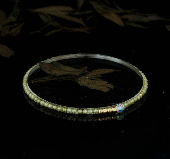 輕奢風翡翠綠鋯石14K包金 GF Swarovski 配珠水晶手鍊 ( Green Zircon Bracelet ) 第4張的照片