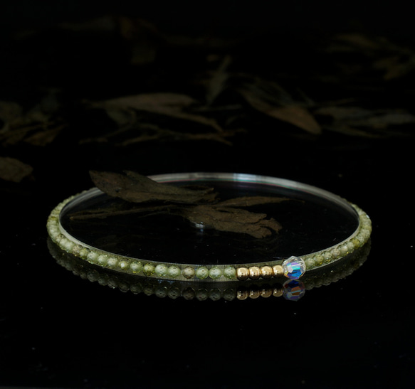 輕奢風翡翠綠鋯石14K包金 GF Swarovski 配珠水晶手鍊 ( Green Zircon Bracelet ) 第3張的照片