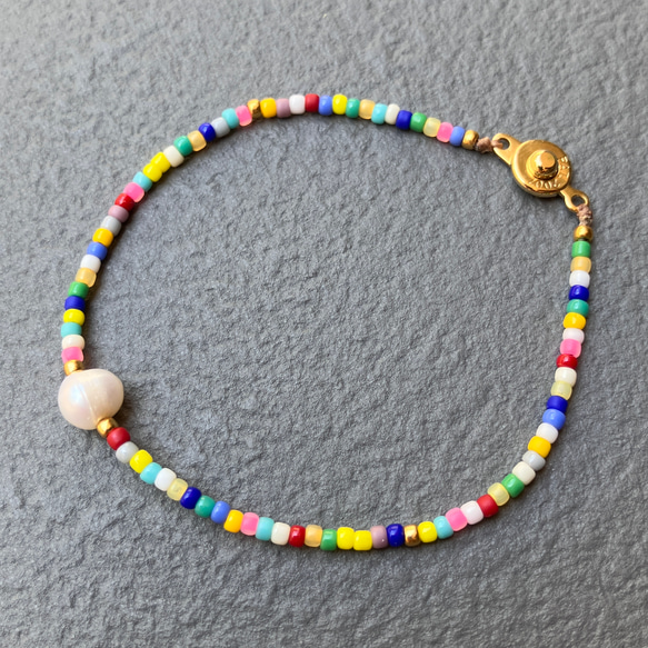 Ibiza/Multicolor Beads x Pearl - マルチカラービーズxパールブレスレット 11枚目の画像