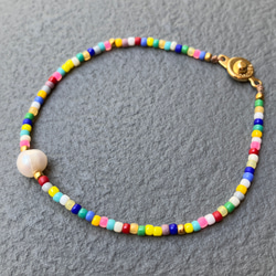 Ibiza/Multicolor Beads x Pearl - マルチカラービーズxパールブレスレット 12枚目の画像