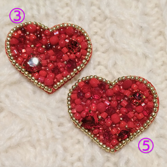 【ペパーミントヨーゼフ】オートクチュールビーズ刺繍　赤ハートピアス&PIN ビーズキット 『オートクチュールビーズ刺繍で作るマスク