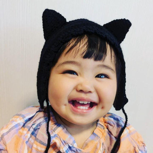 黒猫ちゃんのベビーボンネット☆ハロウィン 新生児~2歳サイズ 猫耳 猫