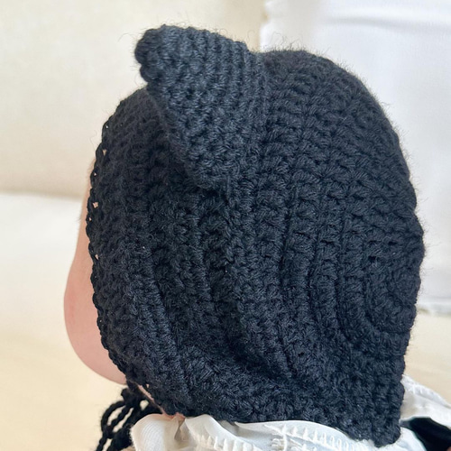 黒猫ちゃんのベビーボンネット☆ハロウィン 新生児~2歳サイズ 猫耳 猫